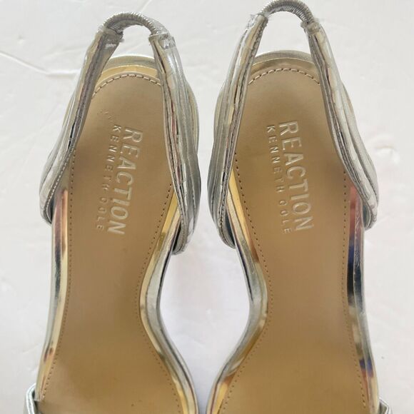 Kenneth Cole Bobbi Womens Sling Back Heeled Sandal Silver 5M - Picture 9 of 9